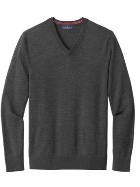 NWOT Brooks Brothers Windsor Dark Grey Washable Merino V-Neck Sweater